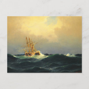 Ein Dampfschiff in einem Sturm im Atlantischen Oze Postkarte