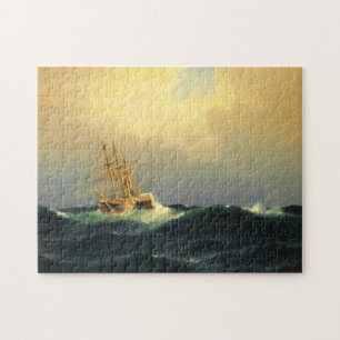 Ein Dampfschiff in einem Sturm im Atlantischen Oze Puzzle