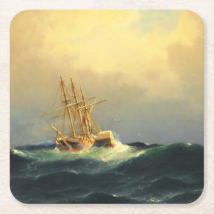 Ein Dampfschiff in einem Sturm im Atlantischen Oze Rechteckiger Pappuntersetzer