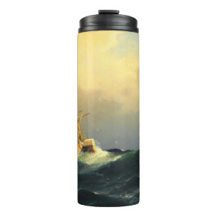 Ein Dampfschiff in einem Sturm im Atlantischen Oze Thermosbecher