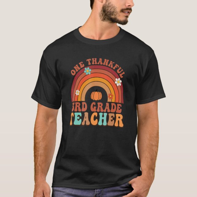 Ein dankbarer Lehrer der 3. Klasse Groovy Thanksgi T-Shirt (Vorderseite)