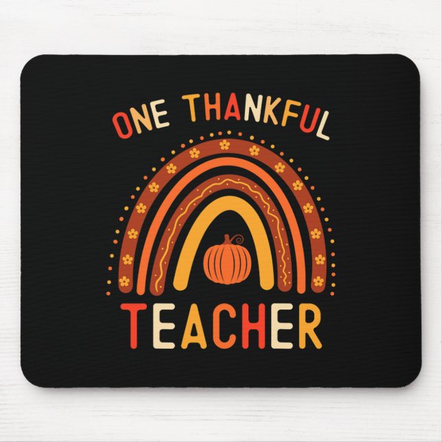 Ein dankbarer Lehrer Erntedank Regenbogen Fall Tee Mousepad (Vorne)