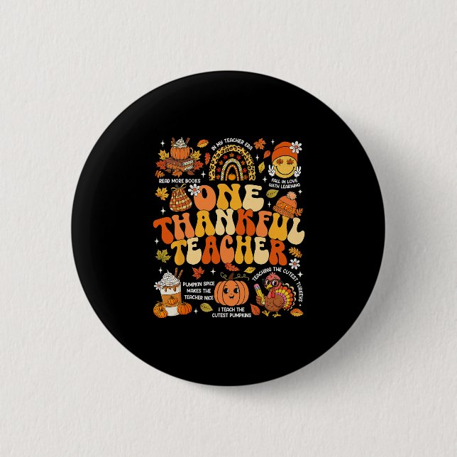 Ein dankbarer Lehrer Erntedankfest Groovy Herbst H Button (Vorderseite)
