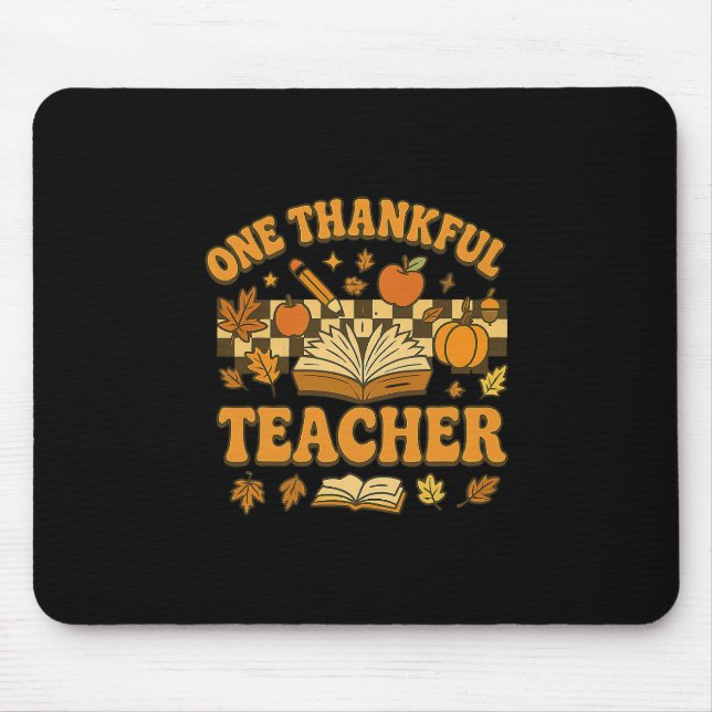 Ein dankbarer Lehrer Groovy Buch Kürbis Herbst Als Mousepad (Vorne)