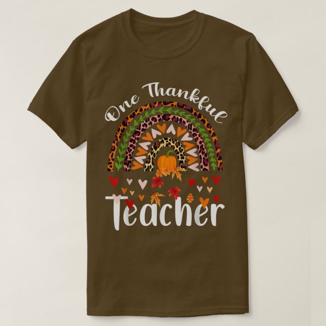 Ein dankbarer Lehrer Leopard Regenbogen Herbst Dan T-Shirt (Design vorne)