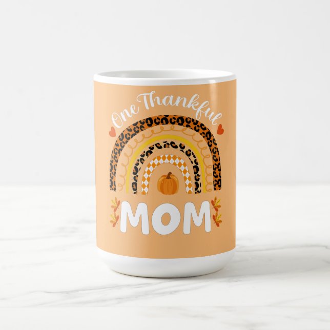 Ein dankbarer Mama Erntedank Regenbogen Fall Leopa Kaffeetasse (Mittel)