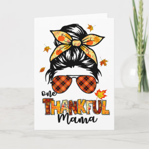 Ein dankbarer Mama Funny Messy Bun Herbst Herbst a Karte