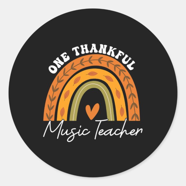 Ein dankbarer Musiklehrer Rainbow Fall Thanksgivi Runder Aufkleber (Vorderseite)
