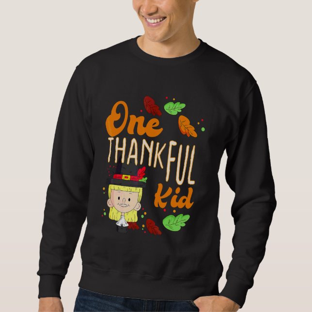 Ein dankbares Kind Herbst Herbst Truthahn Erntedan Sweatshirt (Vorderseite)