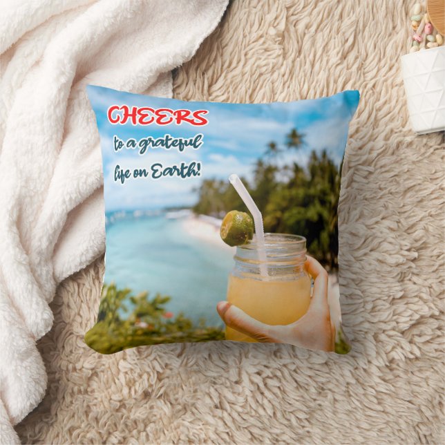 Ein dankbares Leben auf Erden Kissen (Decke)