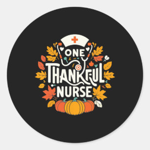 Ein dankenswerter Nurse Türkei Erntedank Scrub Top Runder Aufkleber
