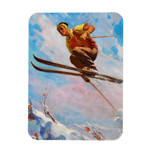 Ein Dashing Skier von Endre Hollos Magnet (Vertikal)