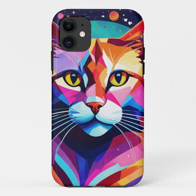 Ein Deko-Grafik-Design-Gemälde mit heller Katze Case-Mate iPhone Hülle (Rückseite)