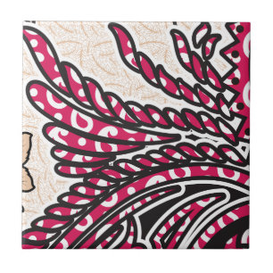 Ein dekoratives Paisley-Design mit lebendigem Rot Fliese
