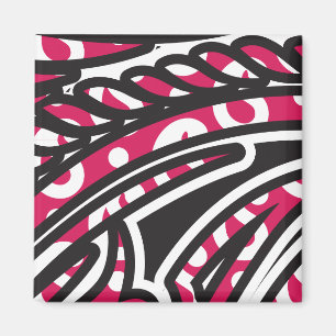 Ein dekoratives Paisley-Design mit lebendigem Rot Magnet