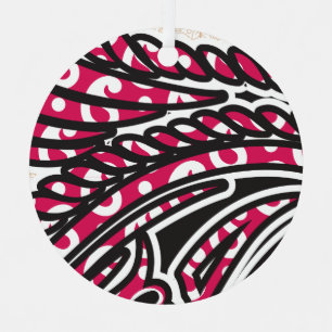 Ein dekoratives Paisley-Design mit lebendigem Rot Ornament Aus Metall