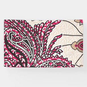 Ein dekoratives Paisley-Design mit lebhaftem Rot u Banner