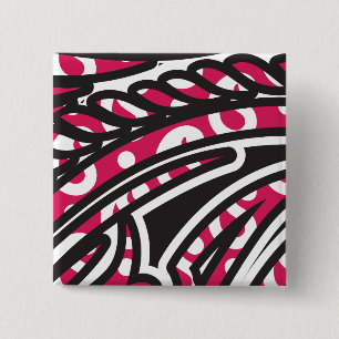 Ein dekoratives Paisley-Design mit lebhaftem Rot u Button