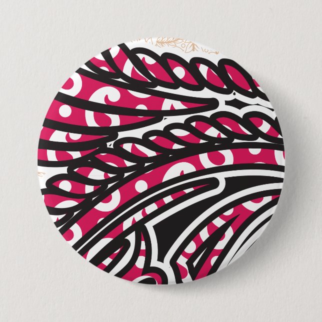 Ein dekoratives Paisley-Design mit lebhaftem Rot u Button (Vorderseite)