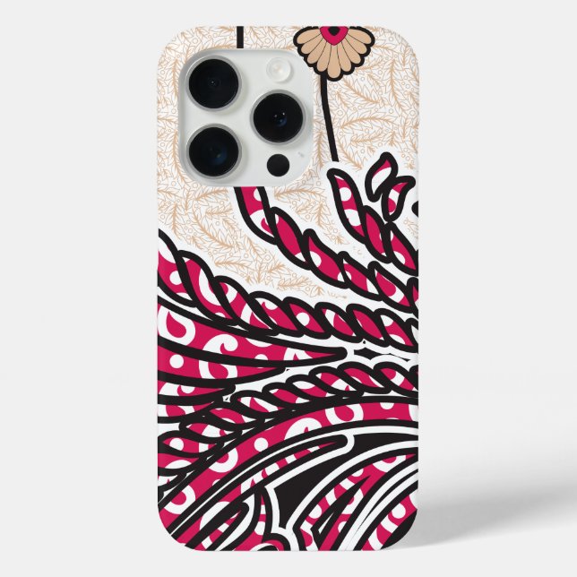 Ein dekoratives Paisley-Design mit lebhaftem Rot u Case-Mate iPhone Hülle (Rückseite)