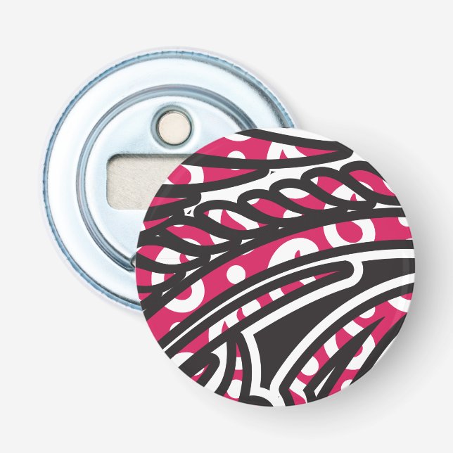 Ein dekoratives Paisley-Design mit lebhaftem Rot u Flaschenöffner (Vorderseite)