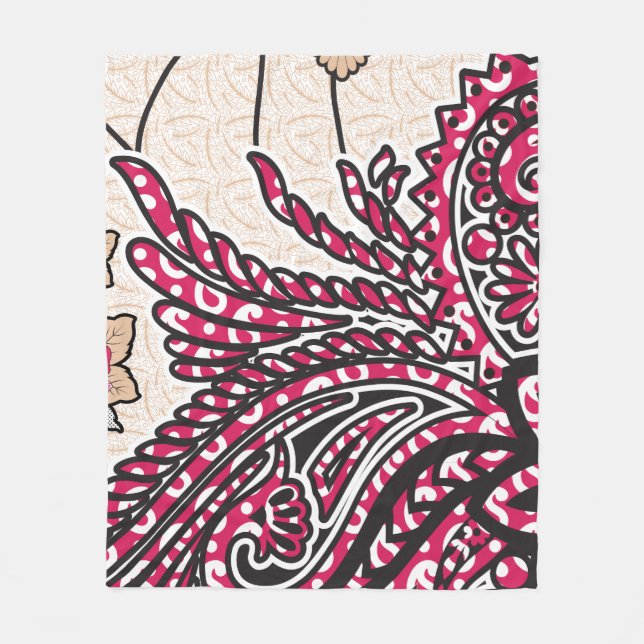 Ein dekoratives Paisley-Design mit lebhaftem Rot u Fleecedecke (Vorderseite)