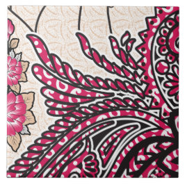 Ein dekoratives Paisley-Design mit lebhaftem Rot u Fliese