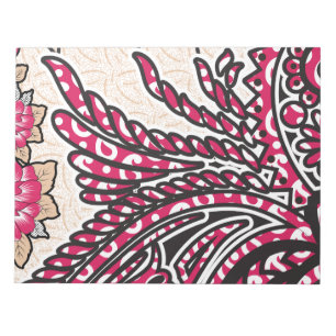 Ein dekoratives Paisley-Design mit lebhaftem Rot u Notizblock