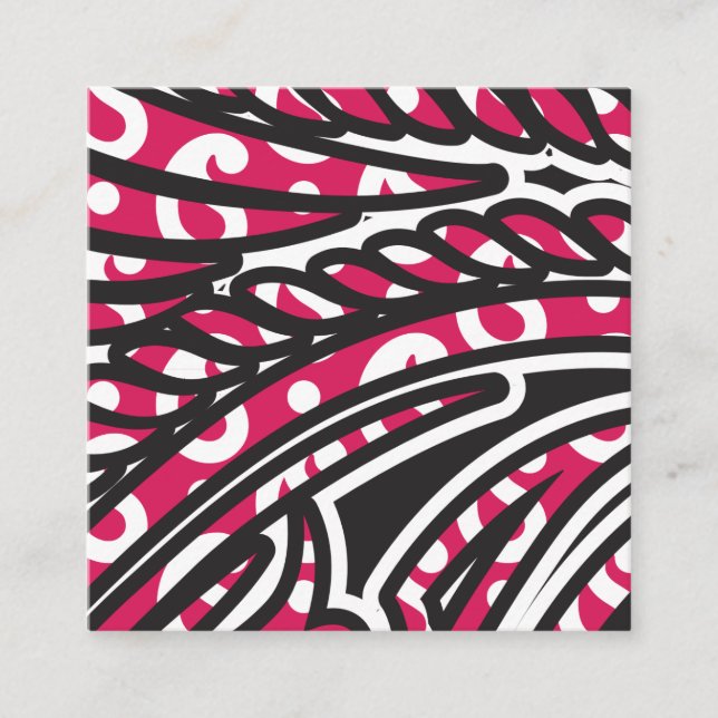 Ein dekoratives Paisley-Design mit lebhaftem Rot u Quadratische Visitenkarte (Vorderseite)