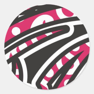 Ein dekoratives Paisley-Design mit lebhaftem Rot u Runder Aufkleber