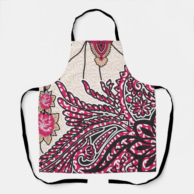 Ein dekoratives Paisley-Design mit lebhaftem Rot u Schürze (Vorderseite)