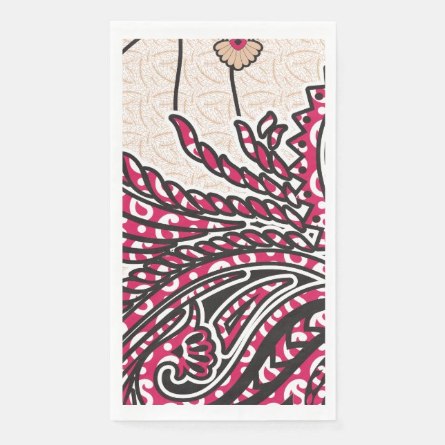 Ein dekoratives Paisley-Design mit lebhaftem Rot u Serviette (Vorderseite)