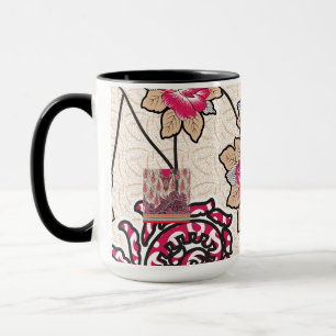 Ein dekoratives Paisley-Design mit lebhaftem Rot u Tasse