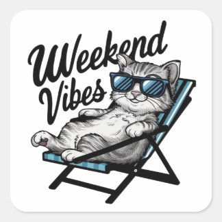 Ein Design mit einem coolen und komfortablen Kätzc Quadratischer Aufkleber