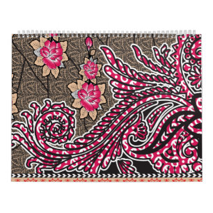 ein Design mit einem rosa und braunen Paisley-Must Kalender