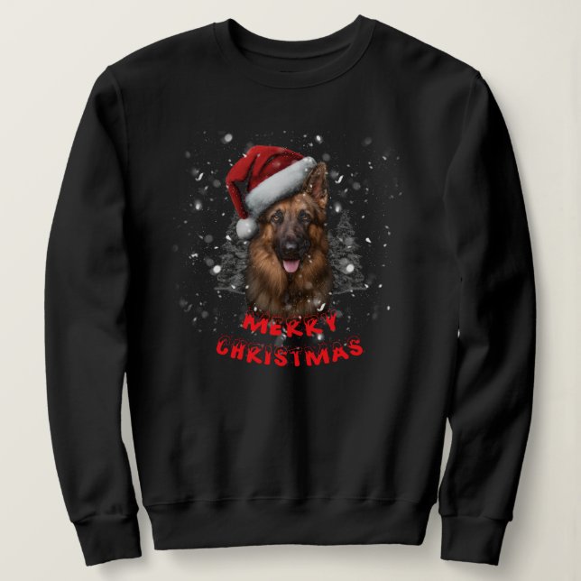 Ein deutscher Hirte schwitzt fröhlich chirstmas. Sweatshirt (Design vorne)