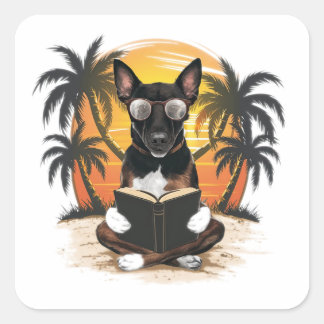 Ein deutscher Pull-Hund mit Hornbrille(1) Quadratischer Aufkleber
