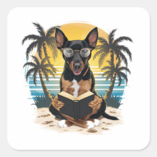 Ein deutscher Pull-Hund mit Hornbrille Quadratischer Aufkleber