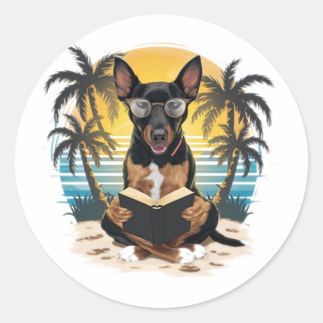 Ein deutscher Pull-Hund mit Hornbrille Runder Aufkleber (Vorderseite)