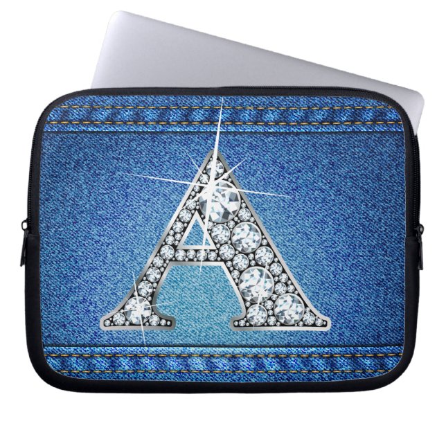 Ein "Diamant"-Denim-Stitching-Elektronik-Beutel Laptopschutzhülle (Vorderseite)