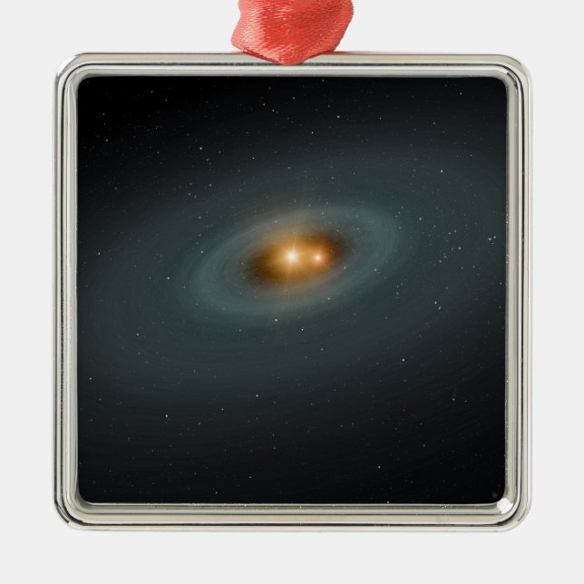 Ein dichtes Sternenpaar und eine umliegende Scheib Silbernes Ornament (Vorne)