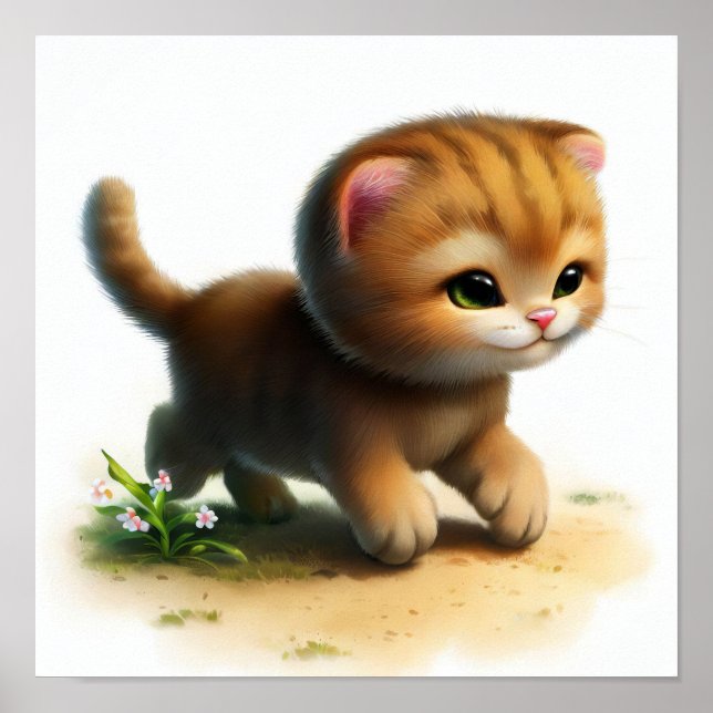 Ein digitales Bild einer Niedlichen Jungle-Katze Poster (Vorne)