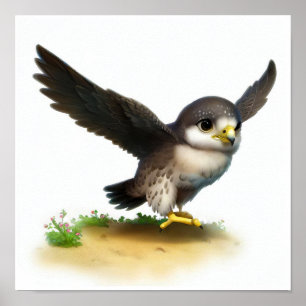 Ein digitales Bild eines jungen Peregrine Falken Poster
