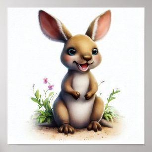 Ein digitales Bild eines Niedlichen Kangaroo Poster