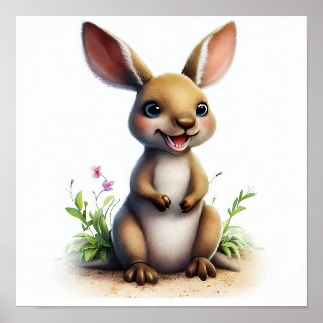 Ein digitales Bild eines Niedlichen Kangaroo Poster (Vorne)