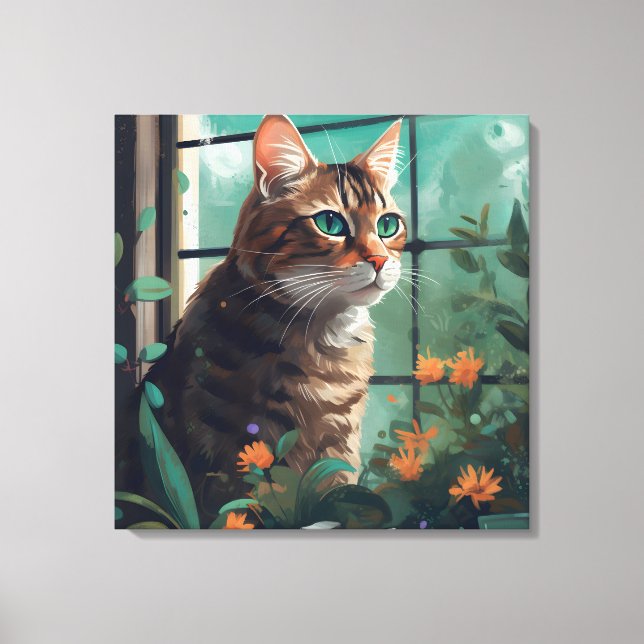 Ein digitales Portrait einer Katze auf Leinwand (Vorderseite)