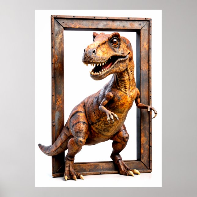 Ein Dinasour in einem Rahmen-Poster Poster (Vorne)
