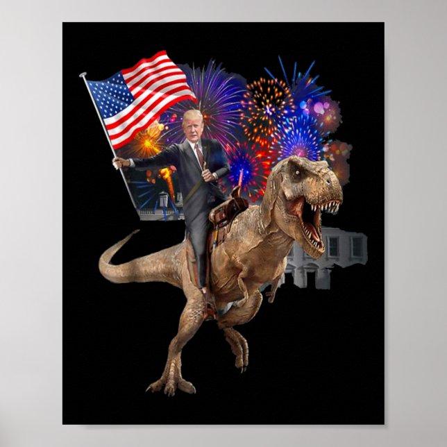 Ein Dinosaurier-T-Rex-Riding unterstützt Trump 202 Poster (Vorne)