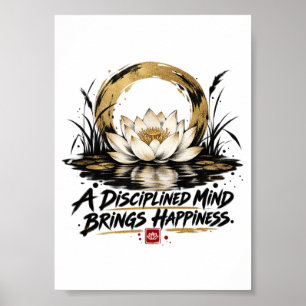 Ein disziplinierter Geist bringt Glück Lotus-Wandb Poster