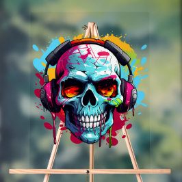 Ein DJ-POP ART SKULL-Akryllische Beschriftung Acrylschild